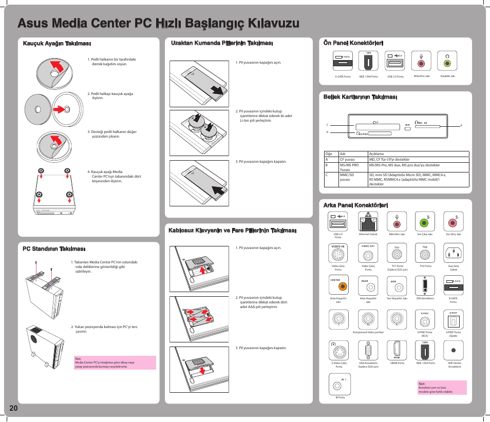 Asus media center pc hızlı başlangıç kılavuzu, Re co rd er dv d+ r dl di gi ta l ho me | Asus Asteio D22 User Manual | Page 20 / 20