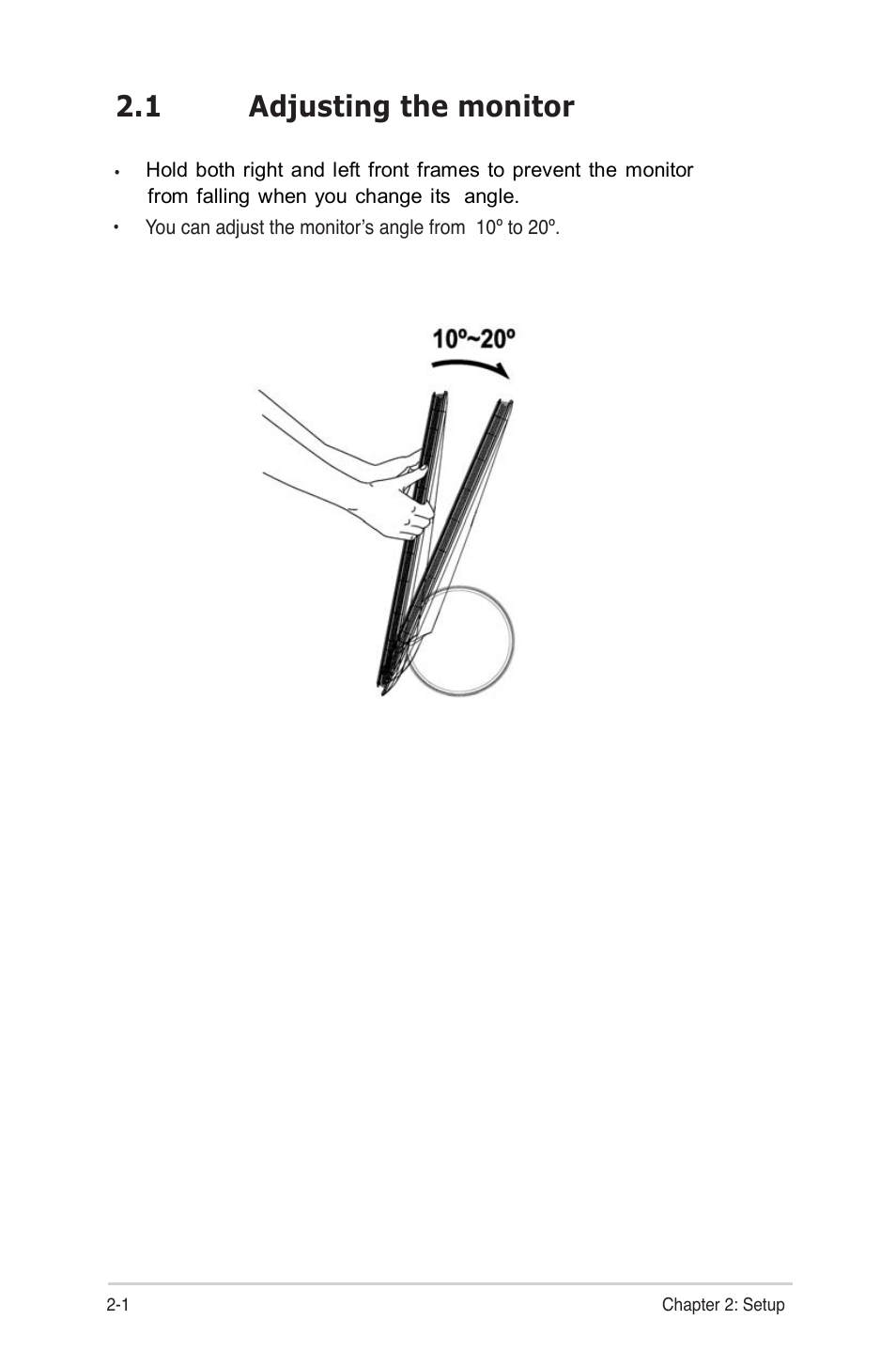 1 adjusting the monitor | Asus MS228H-W User Manual | Page 12 / 19