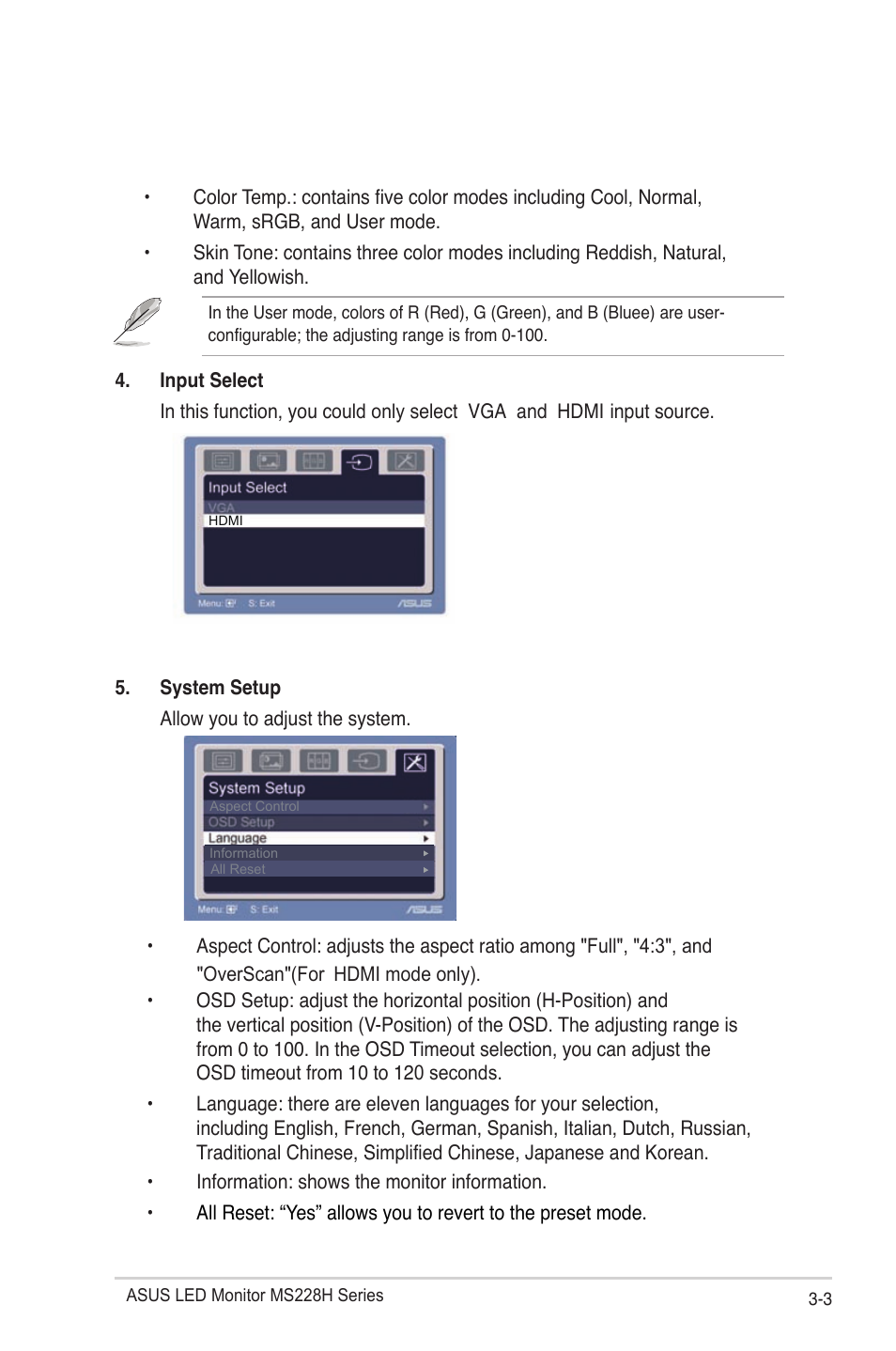 Asus MS228H-W User Manual | Page 15 / 19