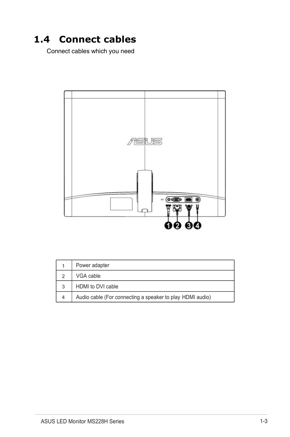 4 connect cables | Asus MS228H-W User Manual | Page 9 / 19