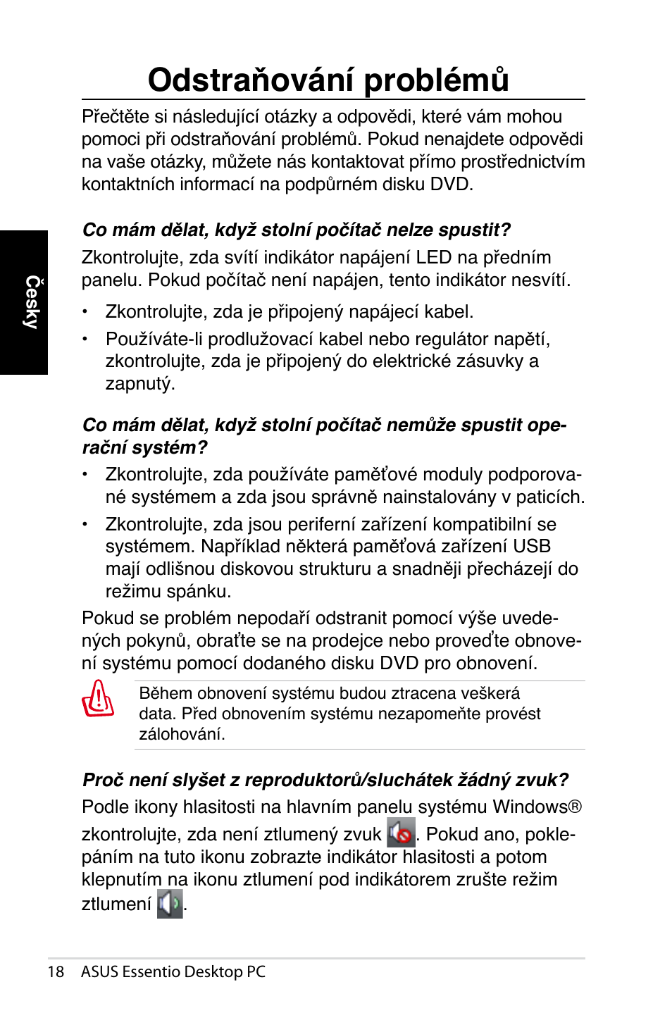 Odstraňování problémů | Asus CT1410 User Manual | Page 160 / 202