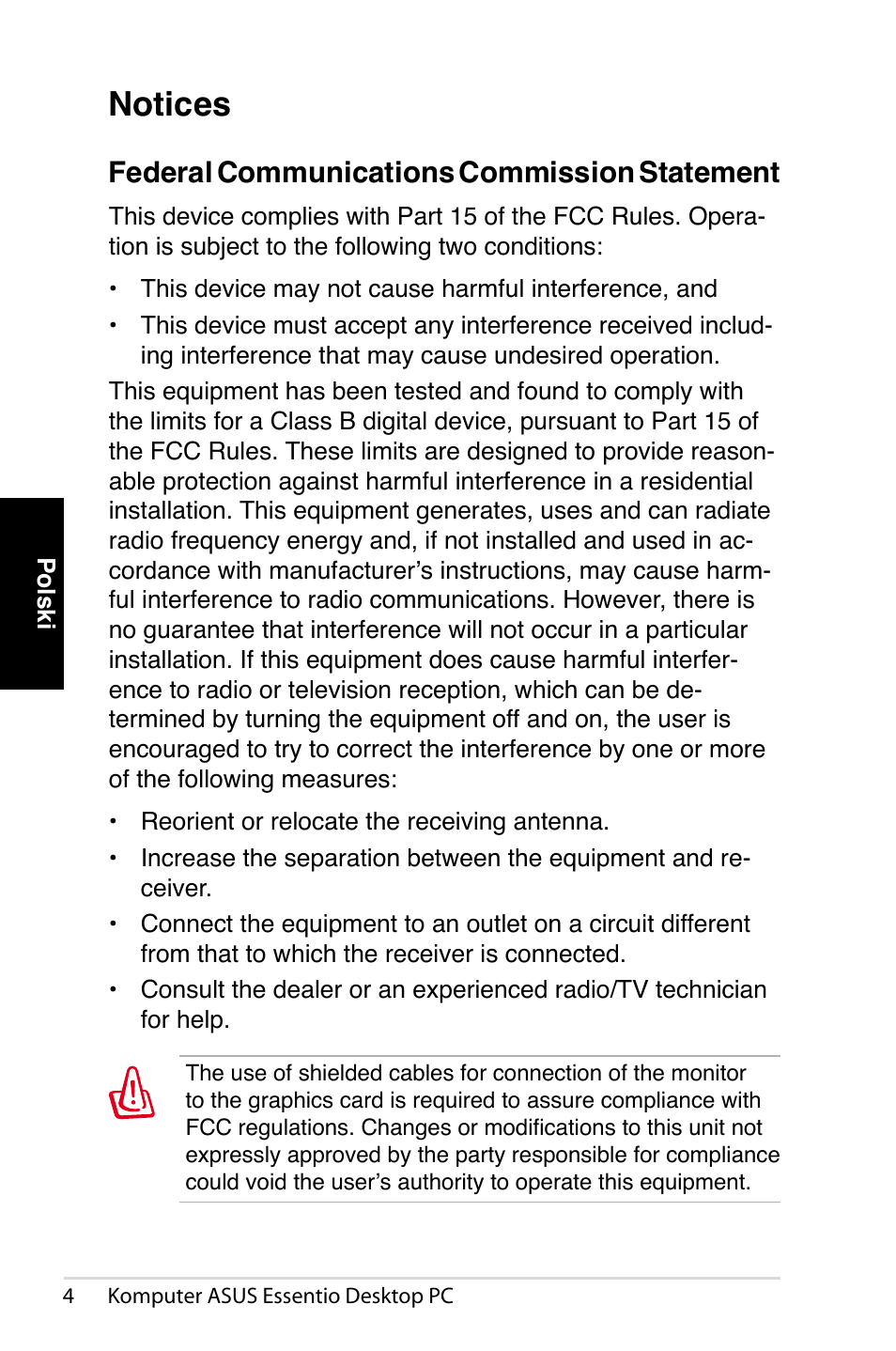 Notices, Federal communications commission statement | Asus CT1410 User Manual | Page 166 / 202