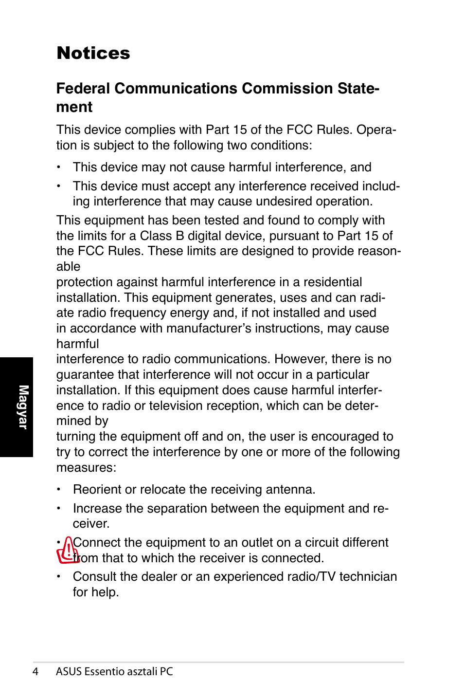 Notices, Federal communications commission state- ment | Asus CT1410 User Manual | Page 186 / 202