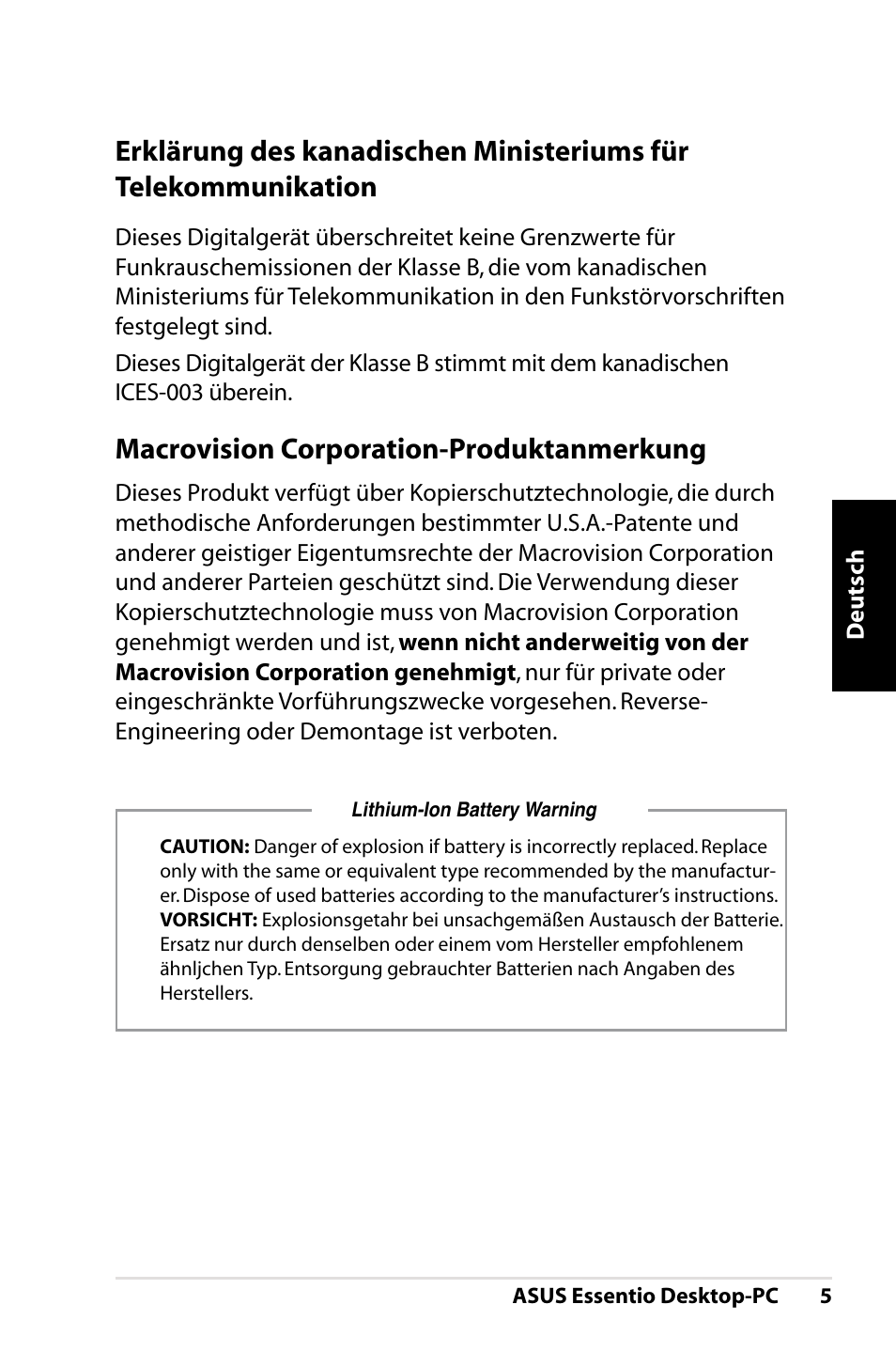 Macrovision corporation-produktanmerkung | Asus CT1410 User Manual | Page 45 / 202