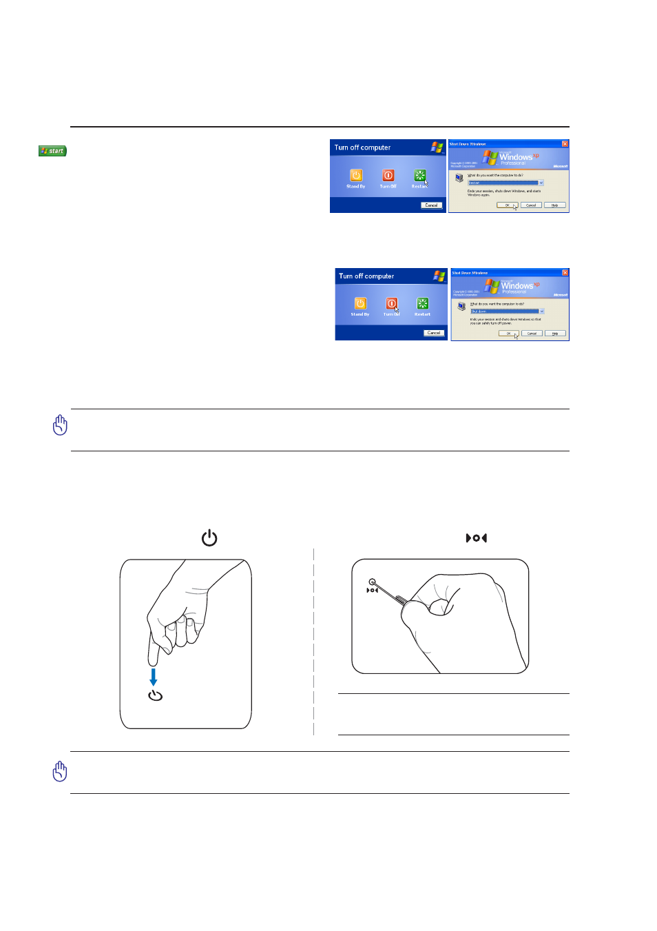 Restarting or rebooting, Powering off | Asus U5A User Manual | Page 26 / 74