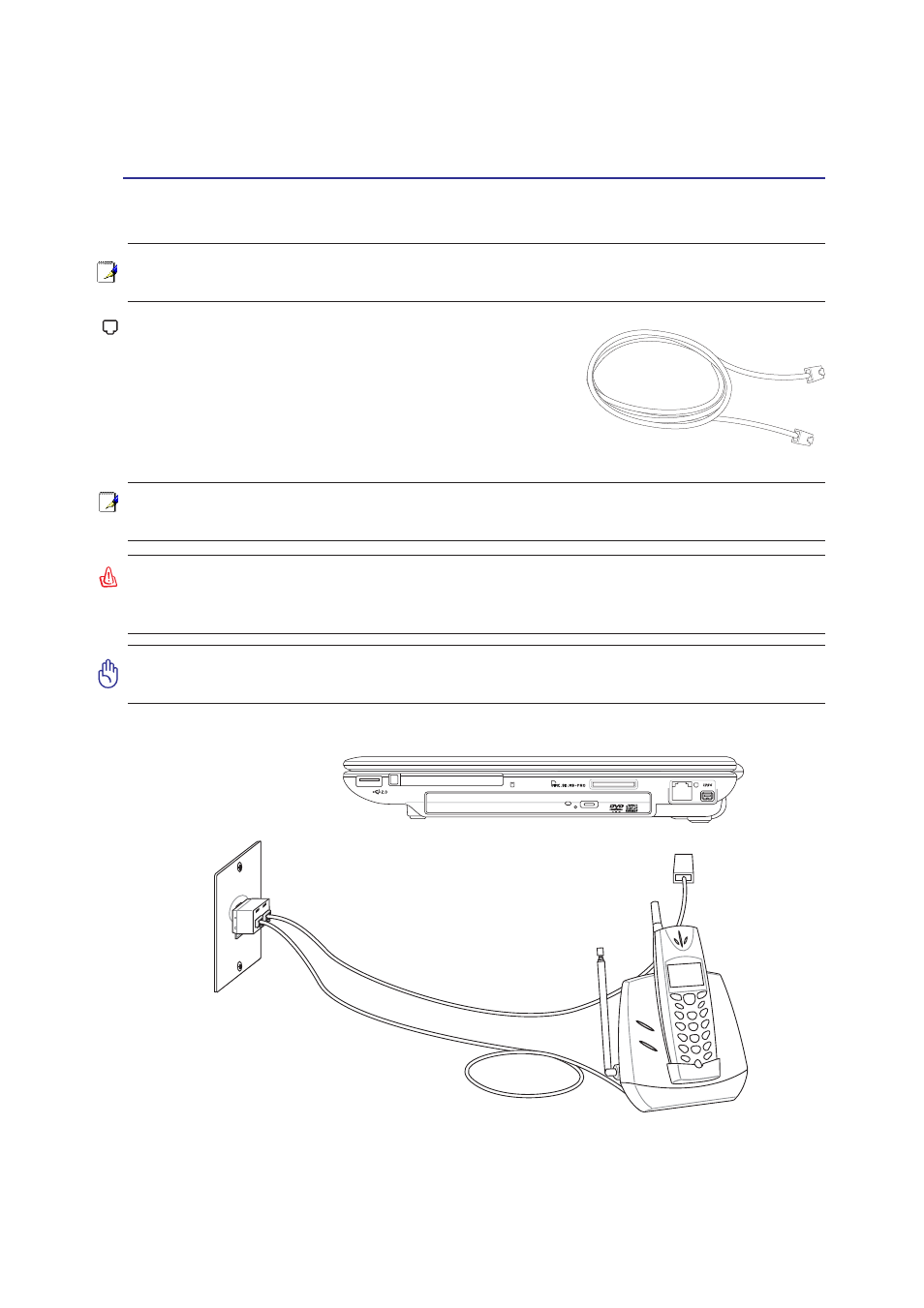 Connections, Modem connection | Asus U5A User Manual | Page 43 / 74