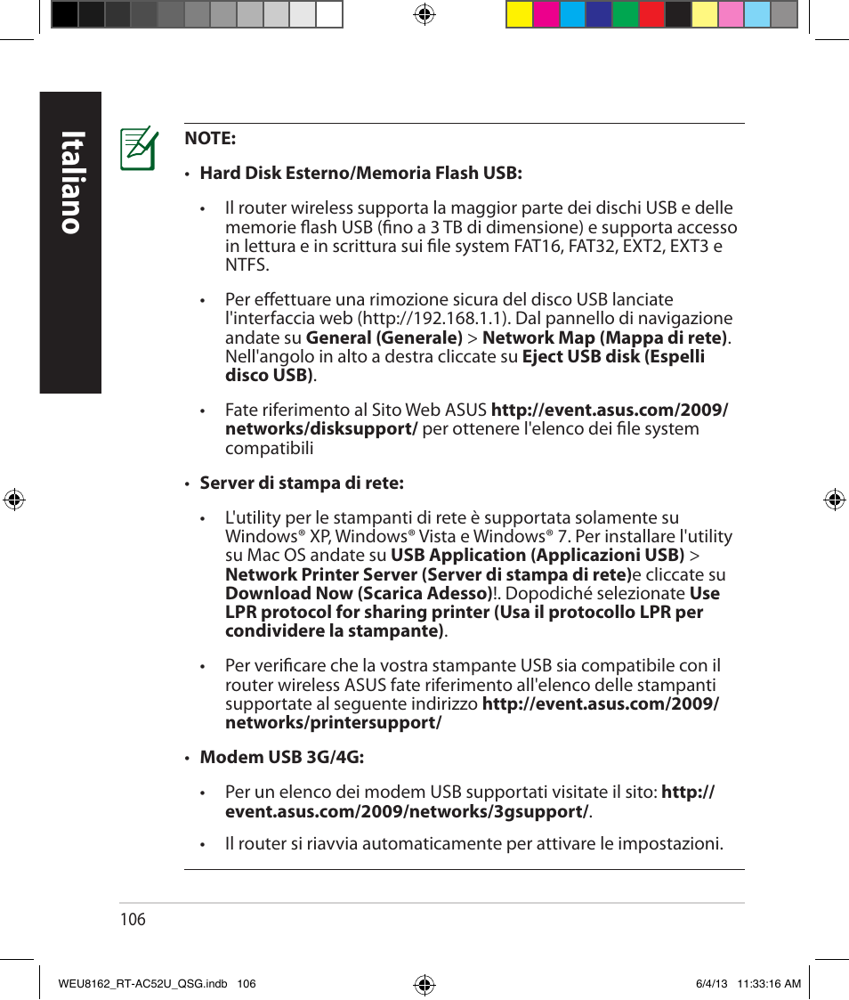 Italiano | Asus RT-AC52U User Manual | Page 103 / 178