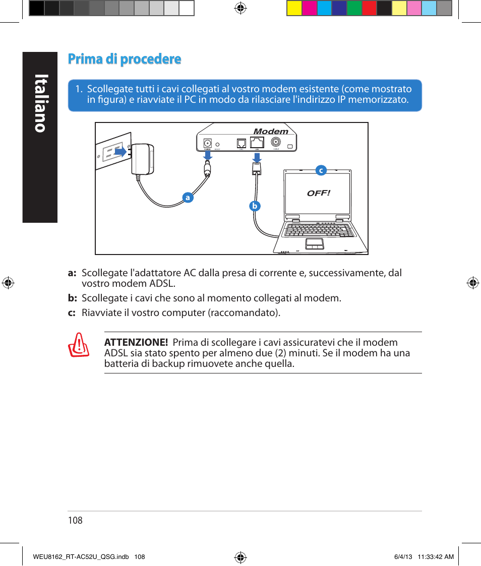 Italiano, Prima di procedere | Asus RT-AC52U User Manual | Page 105 / 178