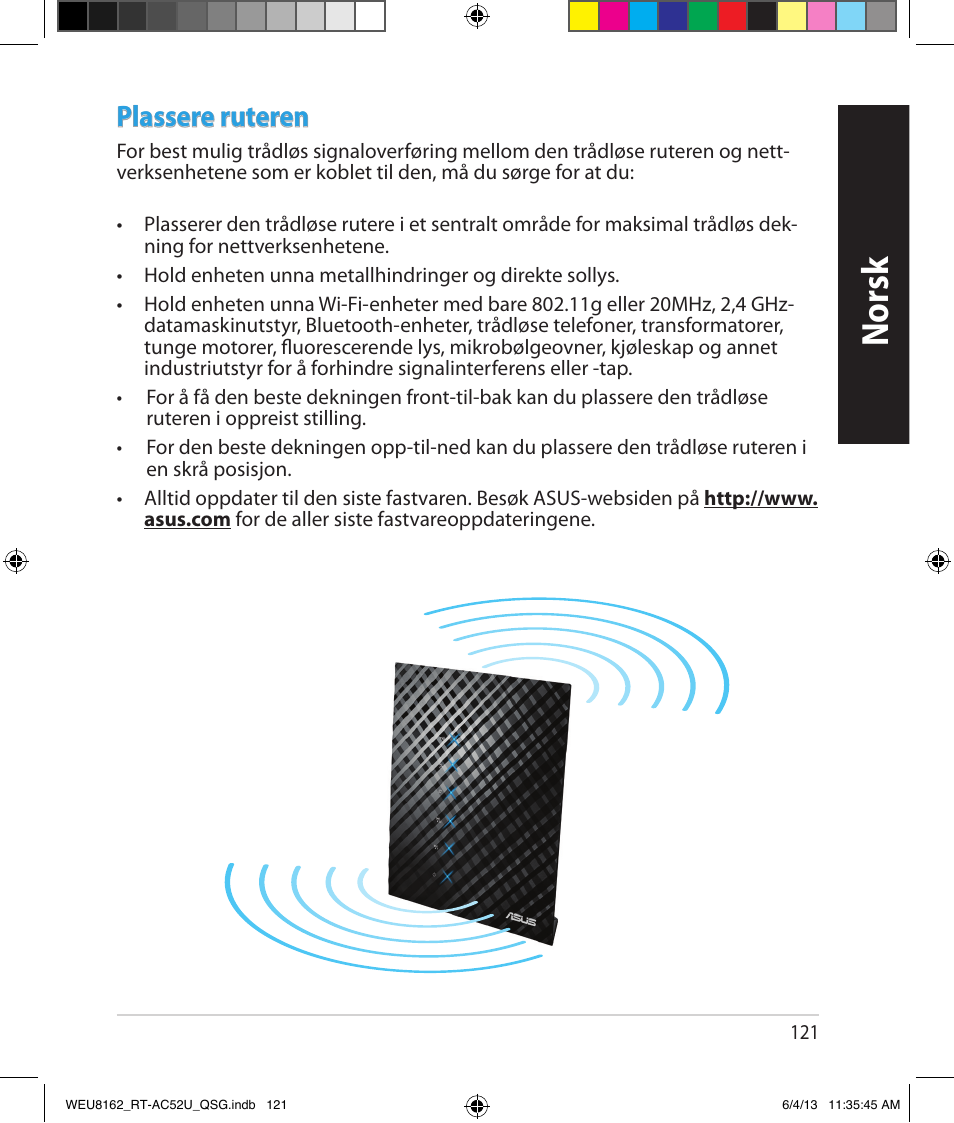 Norsk, Plassere ruteren | Asus RT-AC52U User Manual | Page 118 / 178