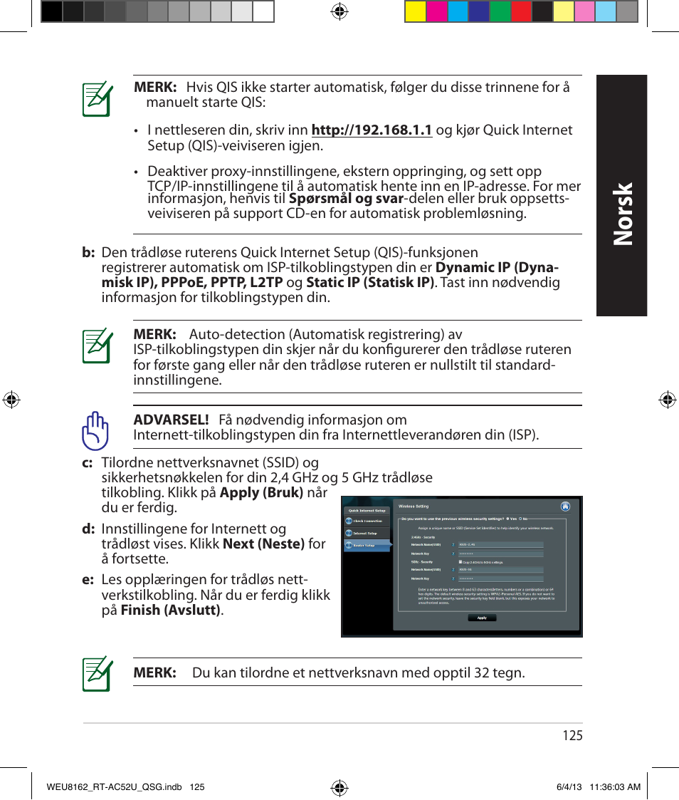 Norsk | Asus RT-AC52U User Manual | Page 122 / 178