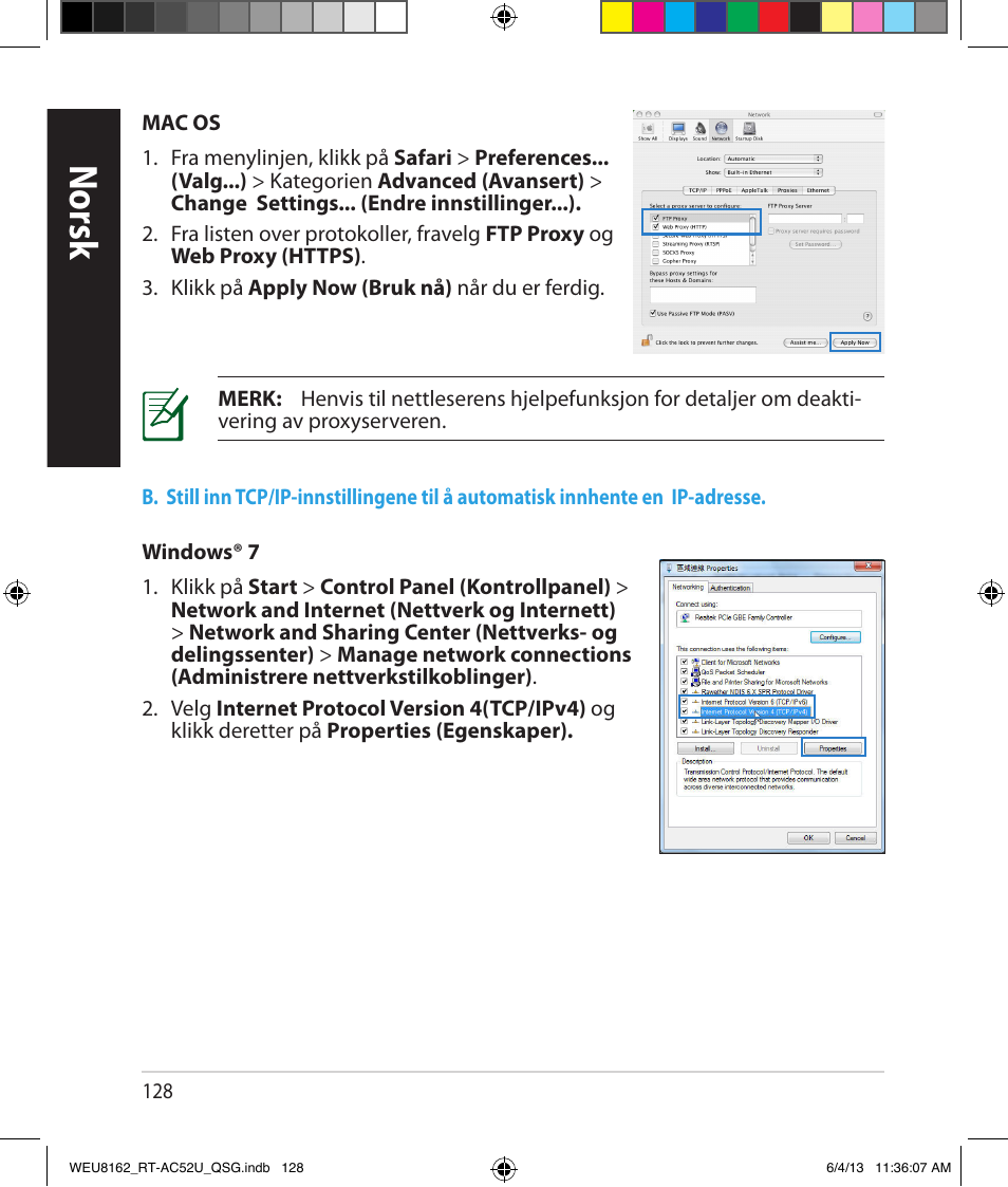 Norsk | Asus RT-AC52U User Manual | Page 125 / 178