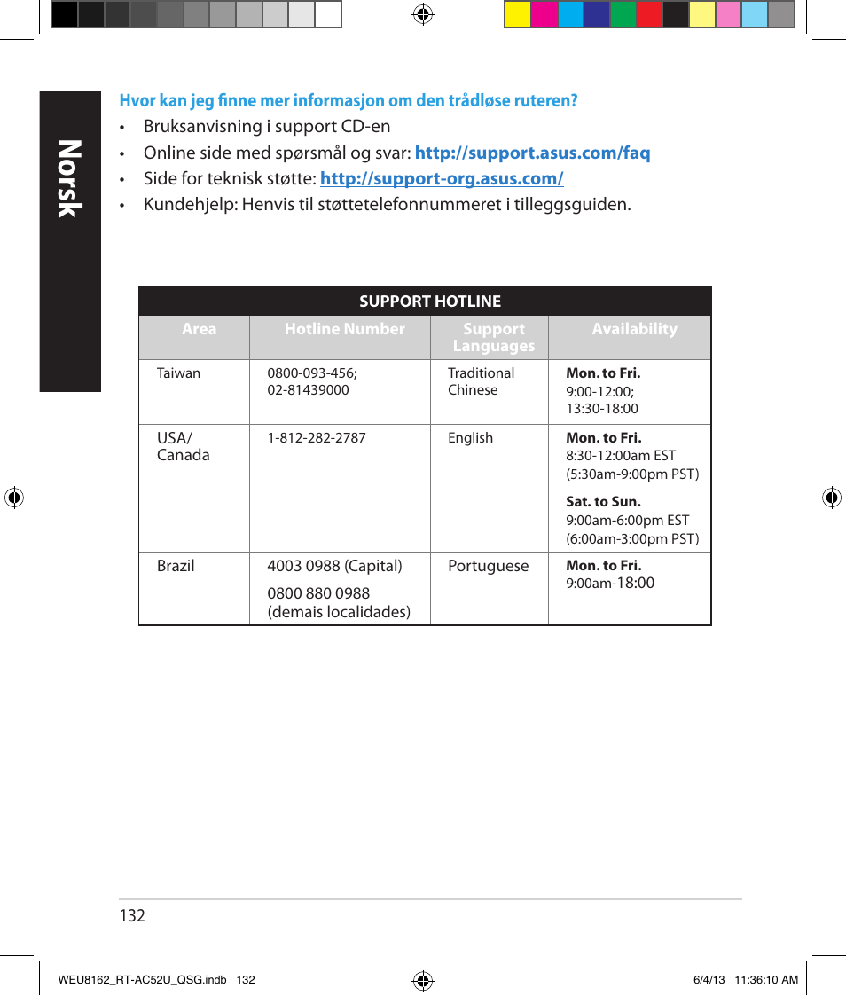 Norsk | Asus RT-AC52U User Manual | Page 129 / 178