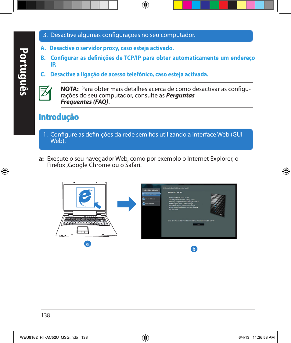 Por tuguês, Introdução | Asus RT-AC52U User Manual | Page 135 / 178