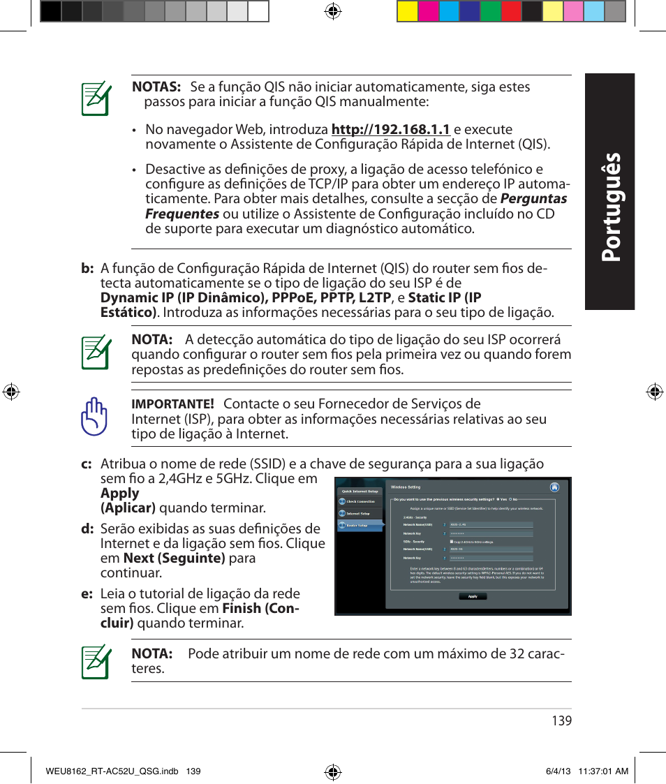 Por tuguês | Asus RT-AC52U User Manual | Page 136 / 178