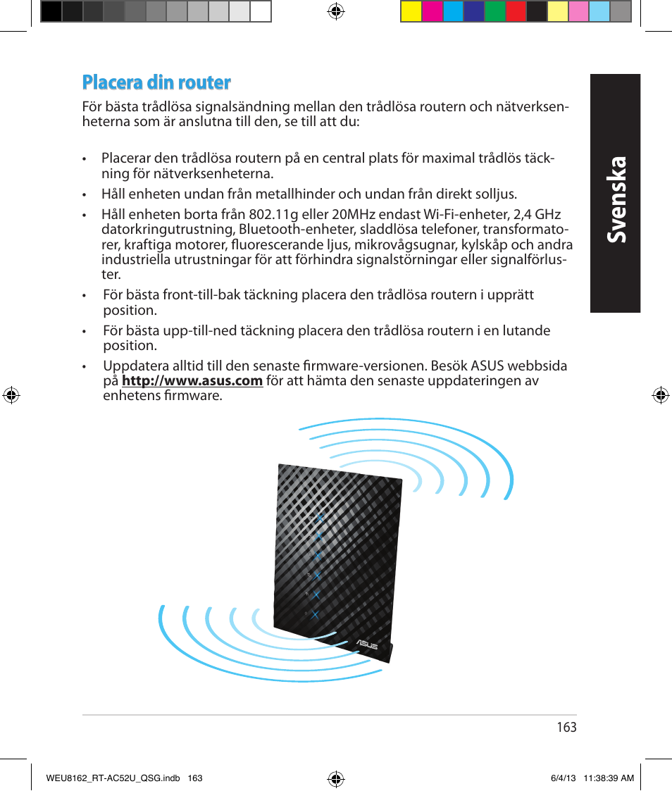 Sv ensk a, Placera din router | Asus RT-AC52U User Manual | Page 160 / 178