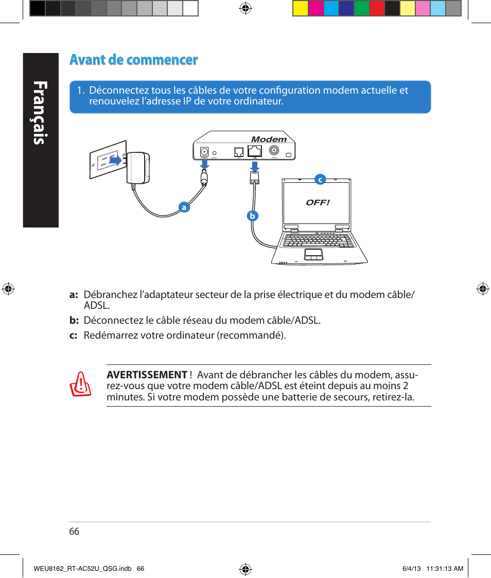 Franç ais, Avant de commencer | Asus RT-AC52U User Manual | Page 63 / 178
