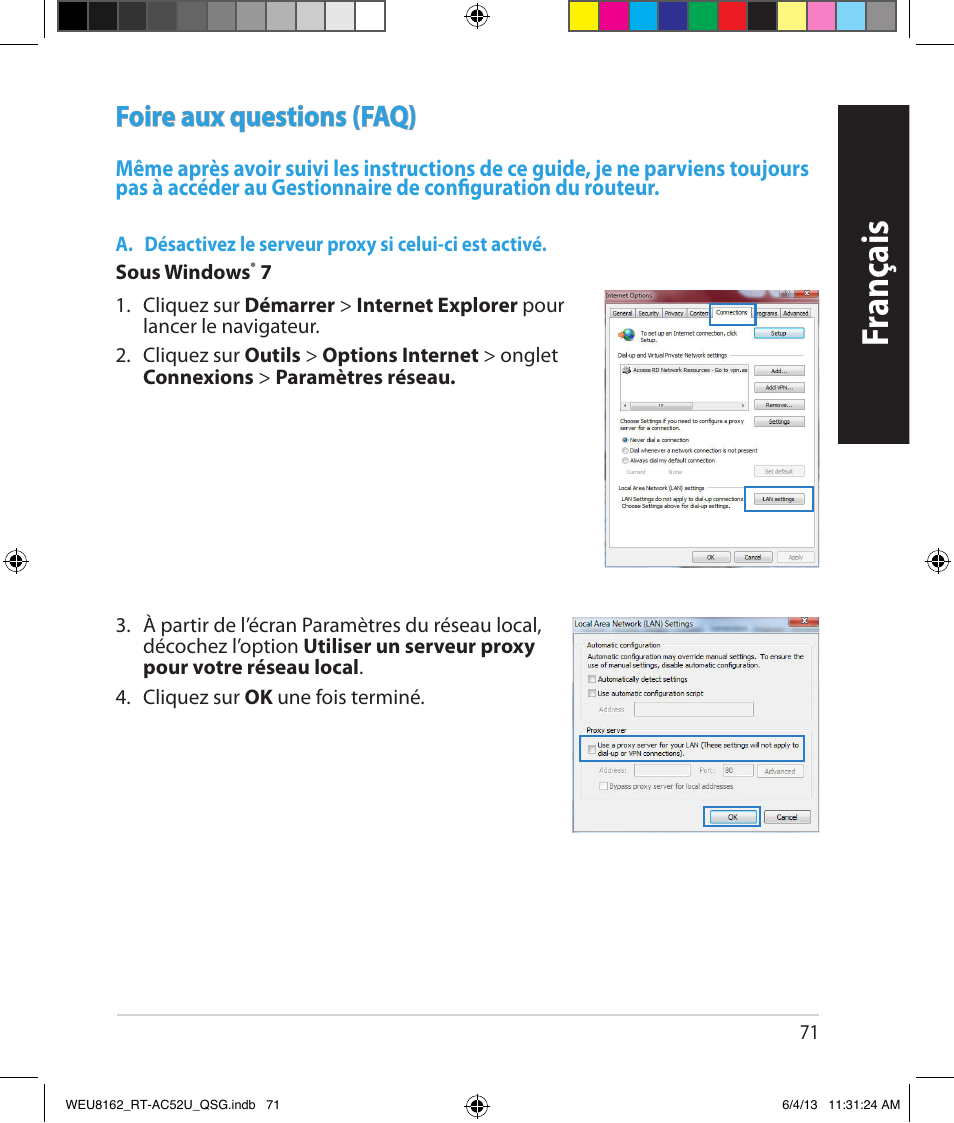 Fr anç ais, Foire aux questions (faq) | Asus RT-AC52U User Manual | Page 68 / 178