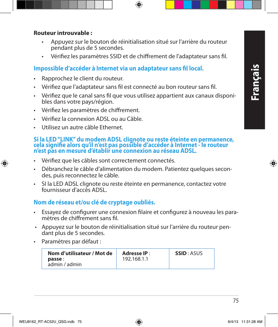 Fr anç ais | Asus RT-AC52U User Manual | Page 72 / 178