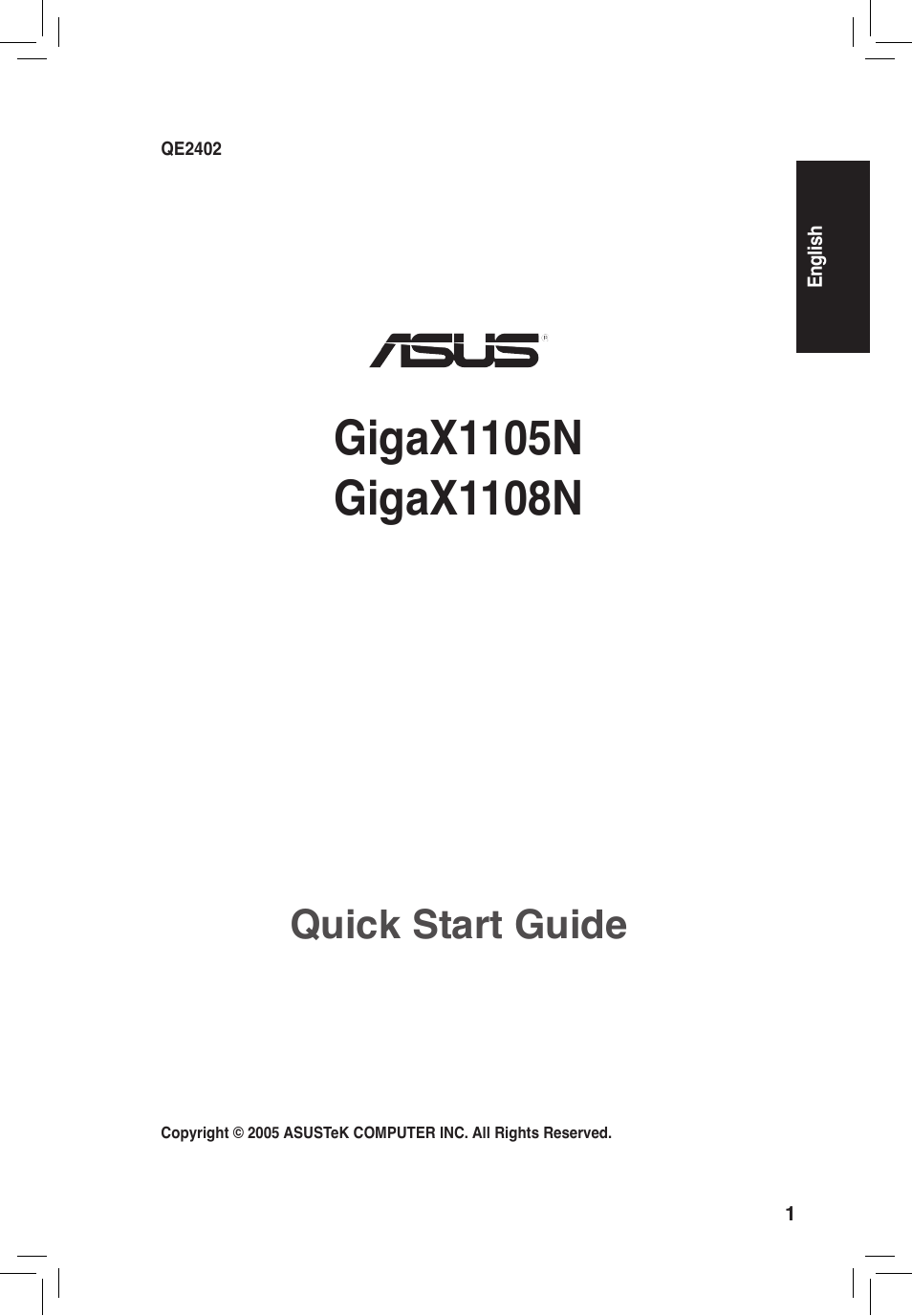 Quick start guide | Asus GigaX1105N User Manual | Page 2 / 41