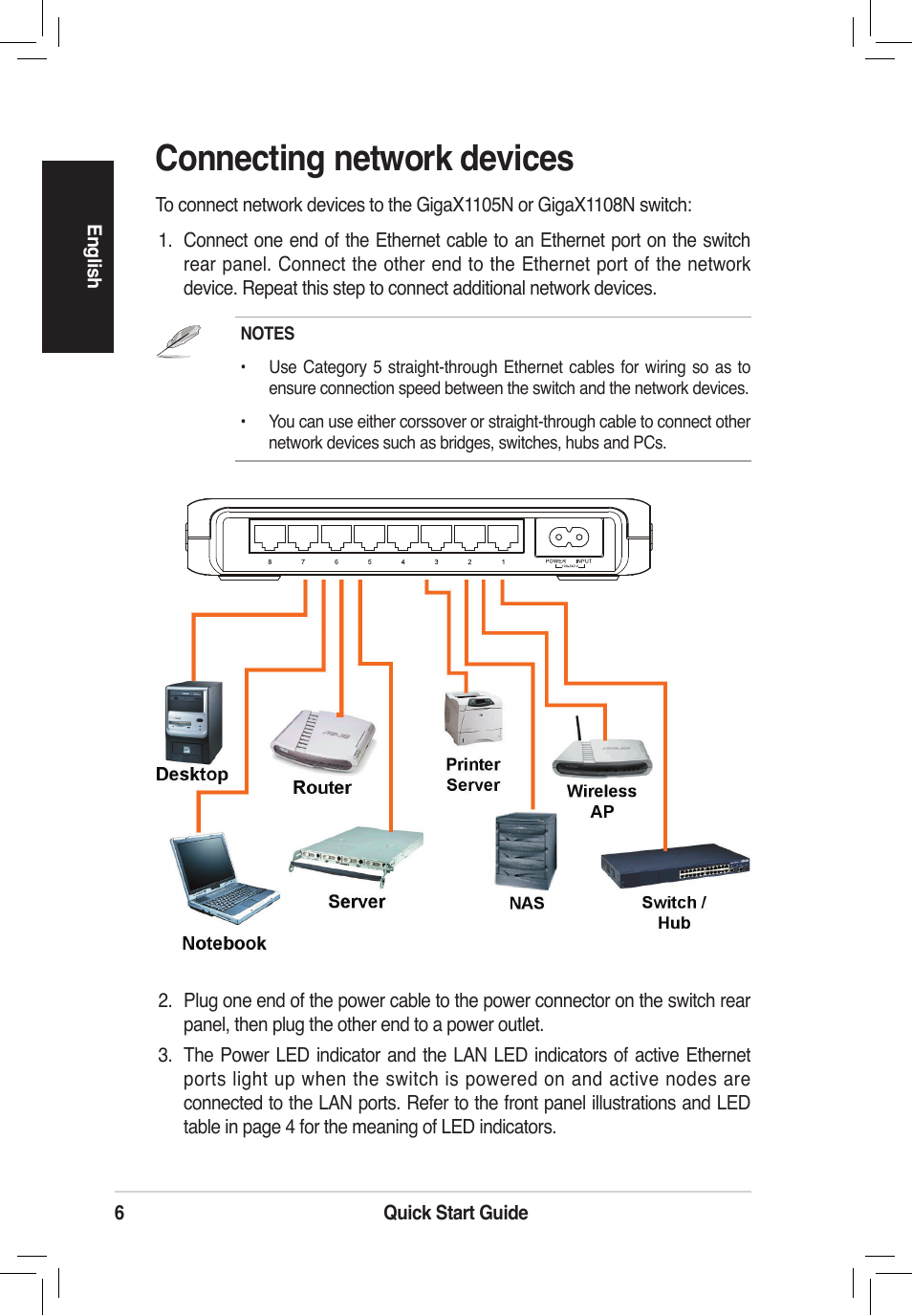 Connecting network devices | Asus GigaX1105N User Manual | Page 7 / 41