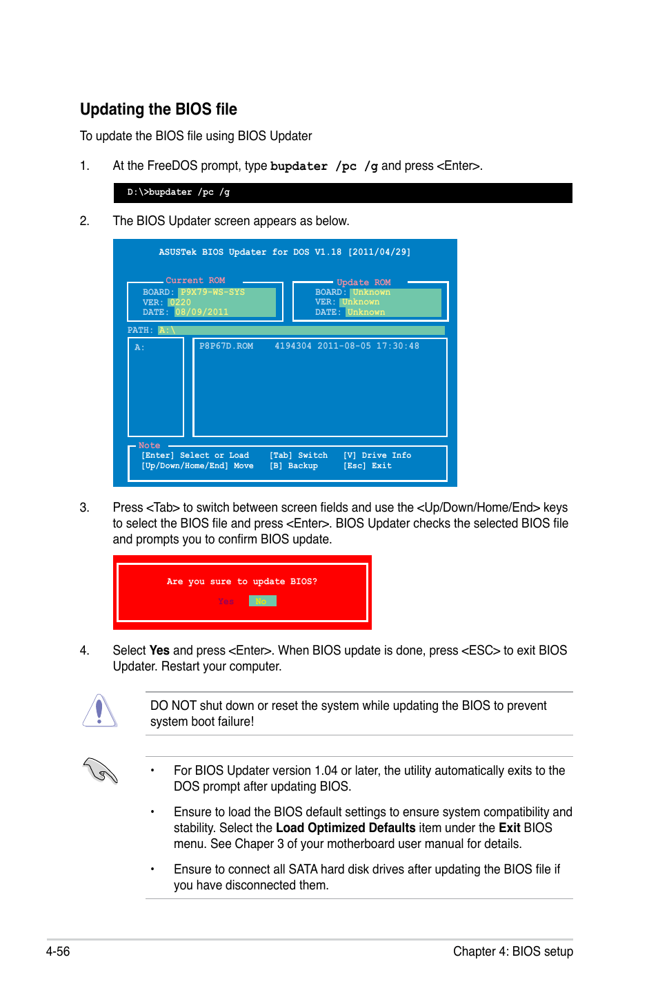 Updating the bios file | Asus ESC700 G2 User Manual | Page 130 / 166