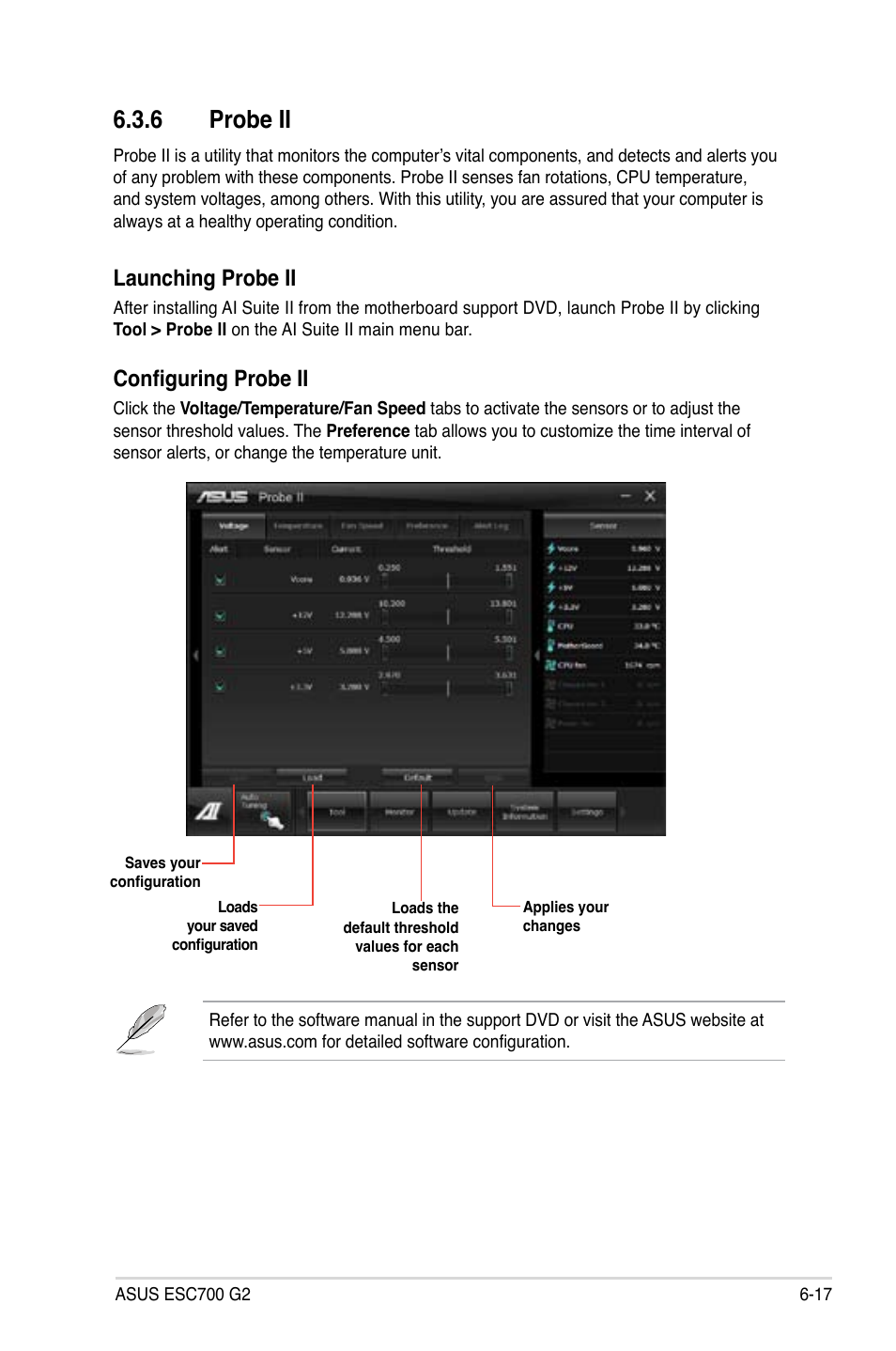 6 probe ii, Launching probe ii, Configuring probe ii | Asus ESC700 G2 User Manual | Page 153 / 166