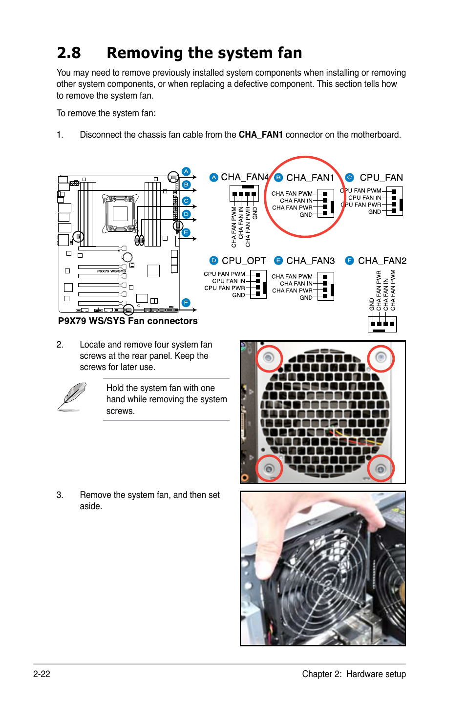 8 removing the system fan | Asus ESC700 G2 User Manual | Page 40 / 166