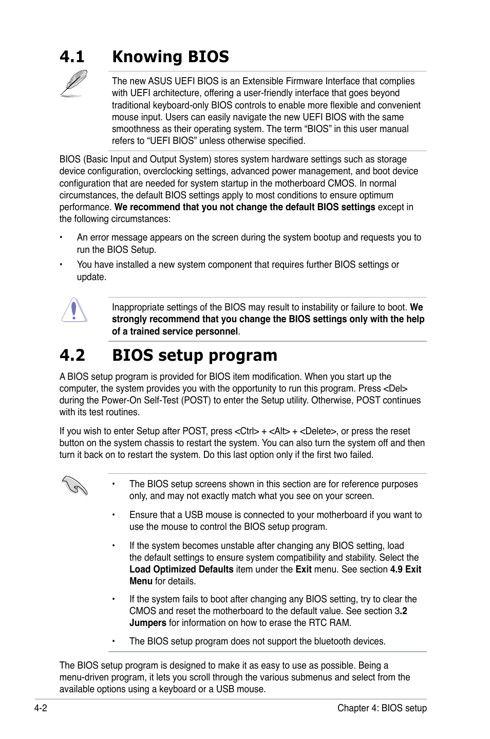 1 knowing bios, 2 bios setup program | Asus ESC700 G2 User Manual | Page 76 / 166