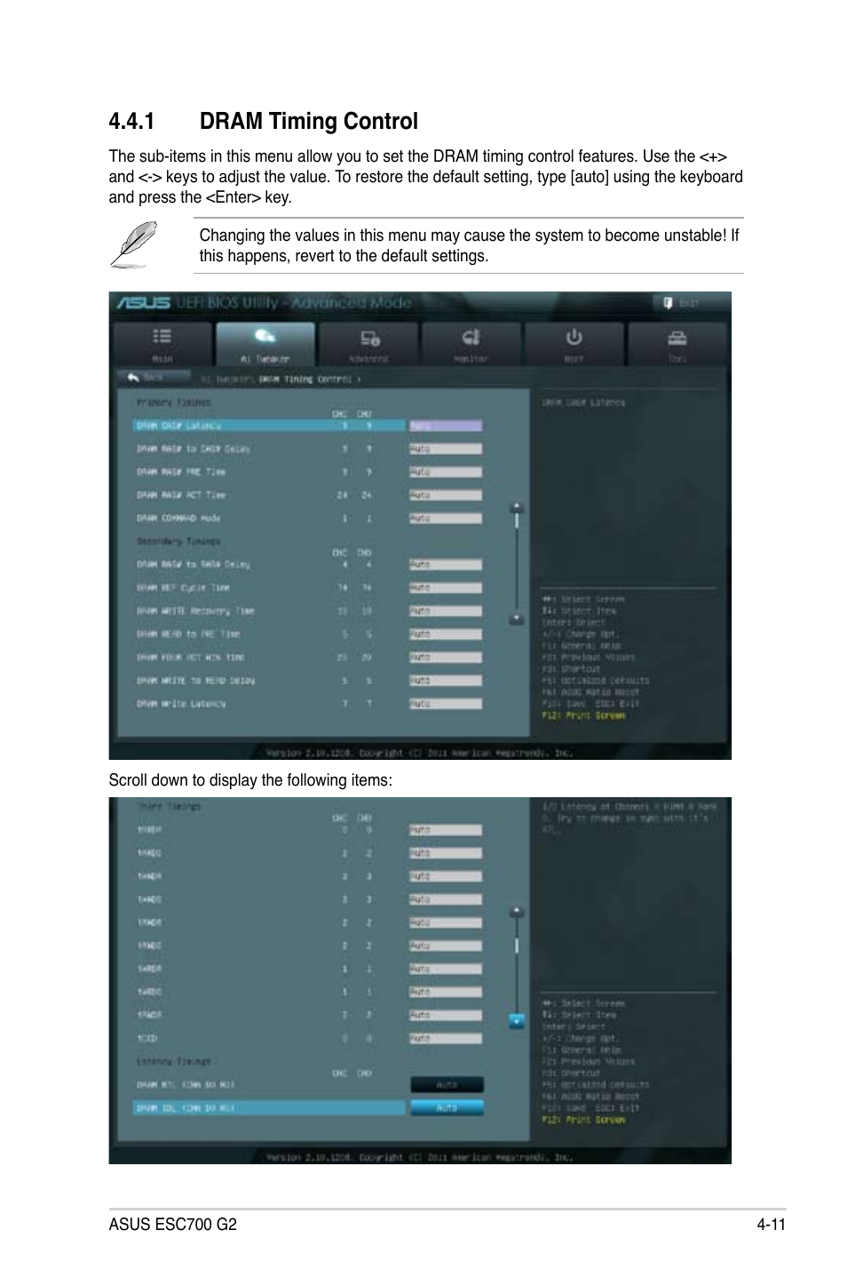 1 dram timing control | Asus ESC700 G2 User Manual | Page 85 / 166