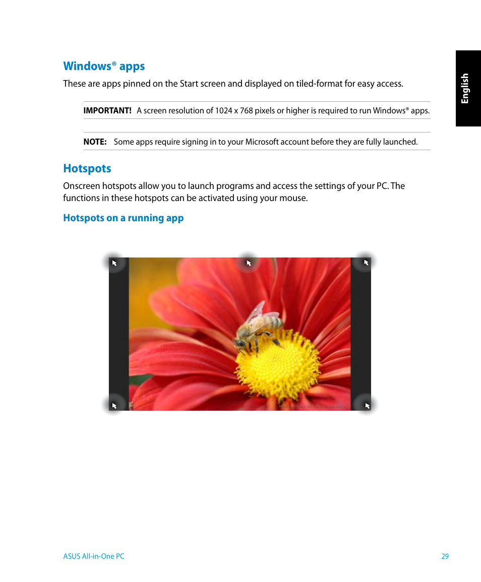 Windows® apps, Hotspots, Windows® apps hotspots | Asus P1801 User Manual | Page 29 / 58