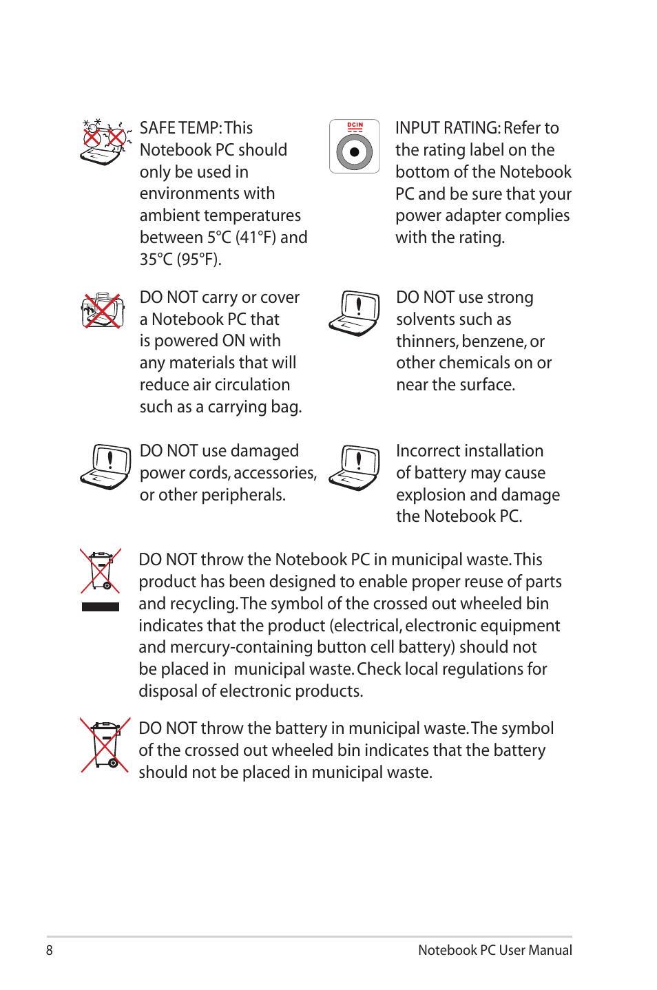 Asus B33E User Manual | Page 8 / 118