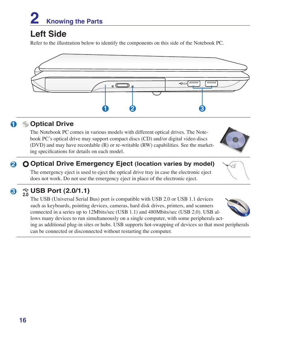 Left side | Asus X5DIN User Manual | Page 16 / 78