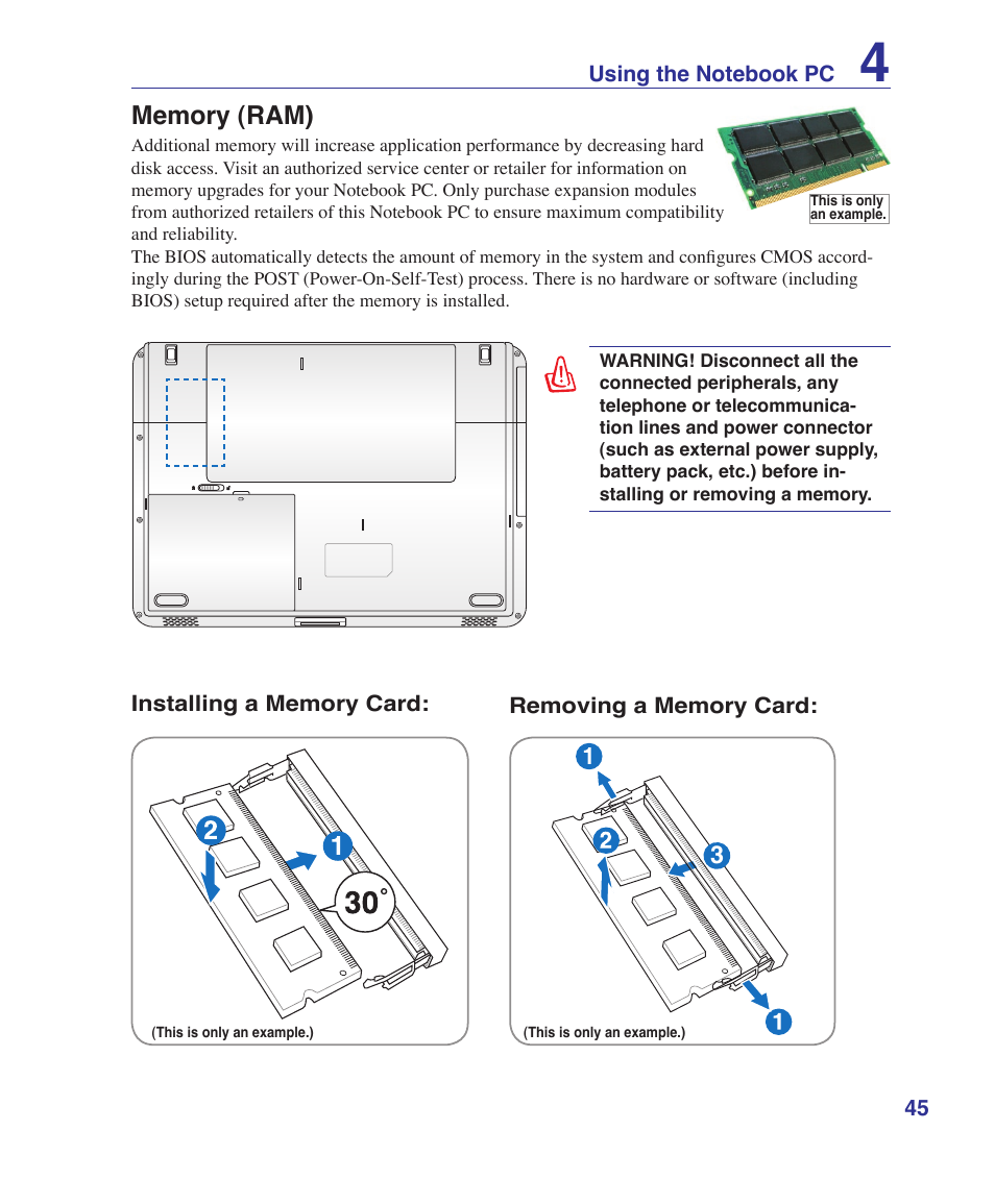 Memory (ram) | Asus X5DIN User Manual | Page 45 / 78