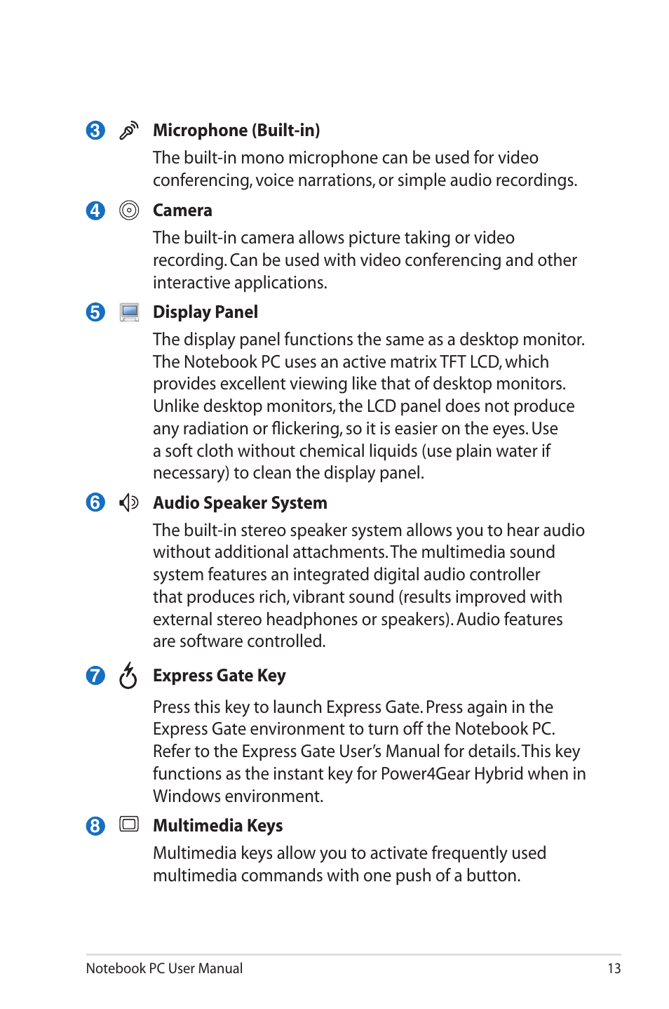 Asus X5MSM User Manual | Page 13 / 114