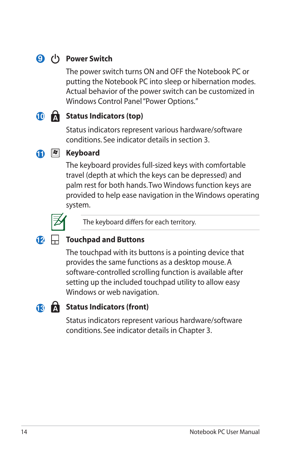 Asus X5MSM User Manual | Page 14 / 114