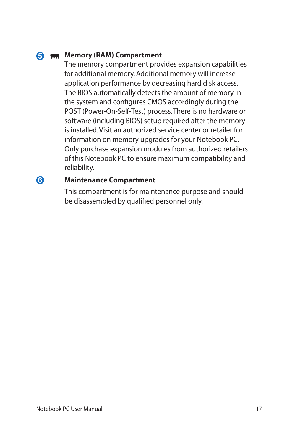 Asus X5MSM User Manual | Page 17 / 114