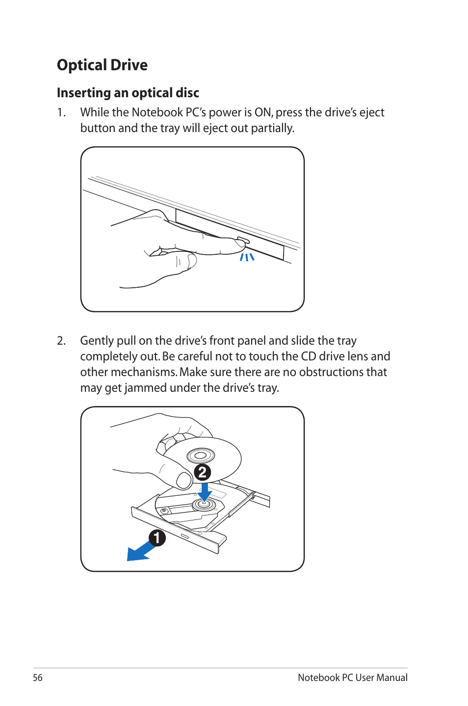 Optical drive | Asus X5MSM User Manual | Page 56 / 114