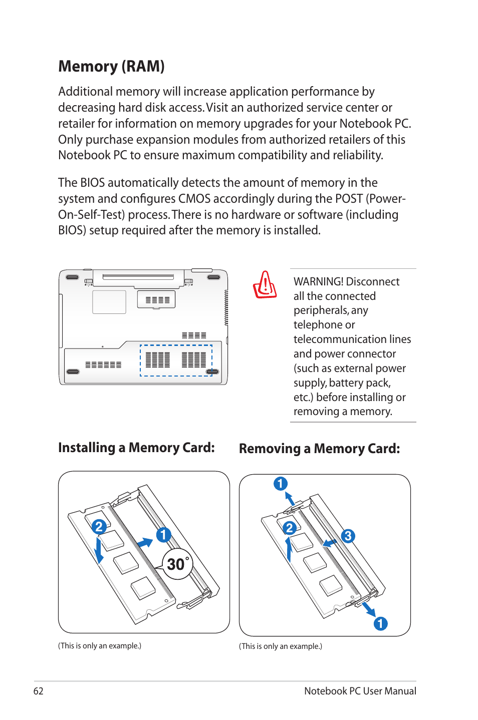 Memory (ram) | Asus X5MSM User Manual | Page 62 / 114