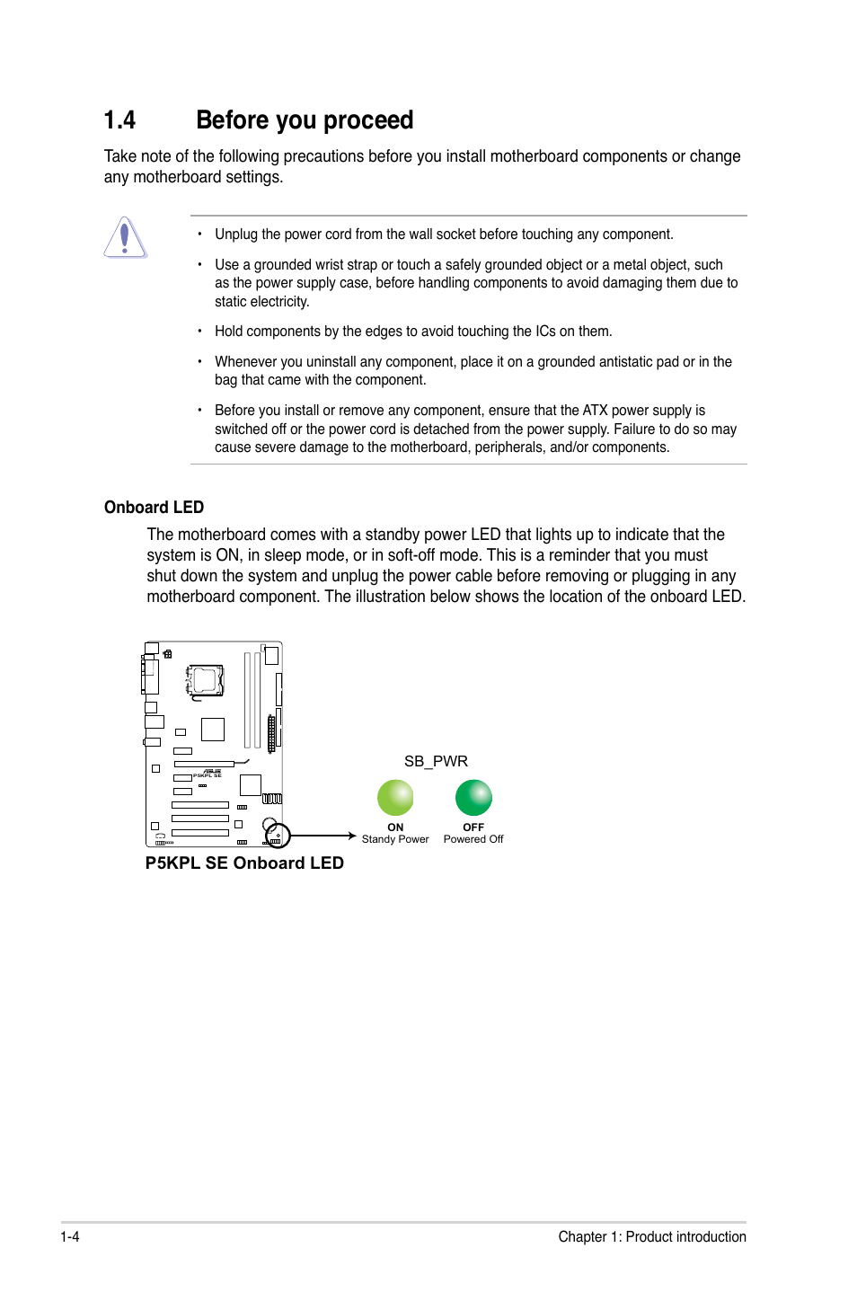 4 before you proceed, Before.you.proceed -4, Before.you.proceed | Asus P5KPL SE User Manual | Page 14 / 60