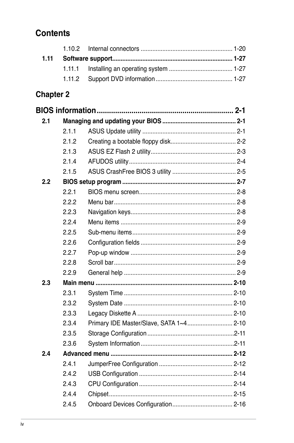 Asus P5KPL SE User Manual | Page 4 / 60