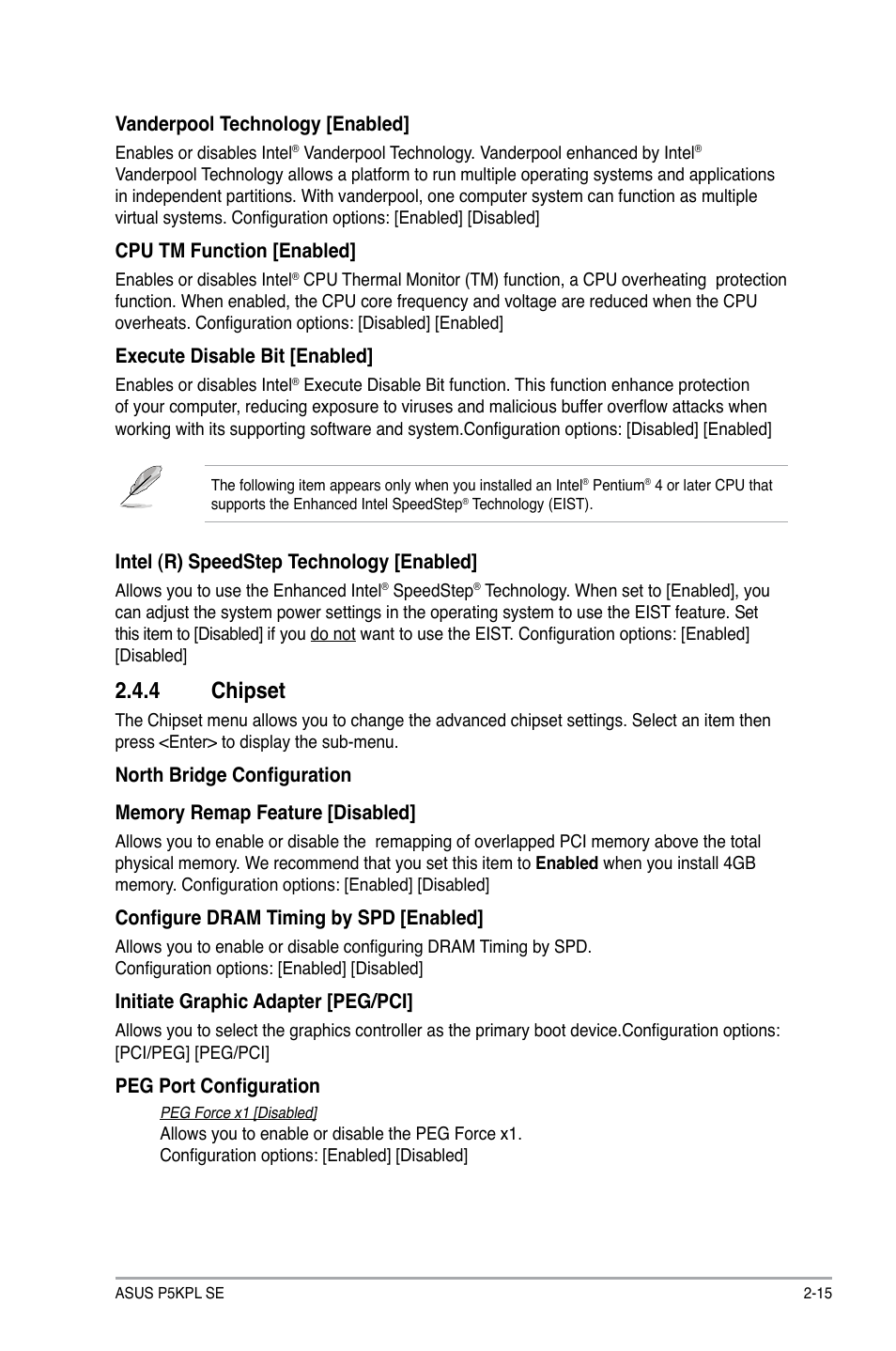 4 chipset, Chipset -15, Chipset | Asus P5KPL SE User Manual | Page 53 / 60