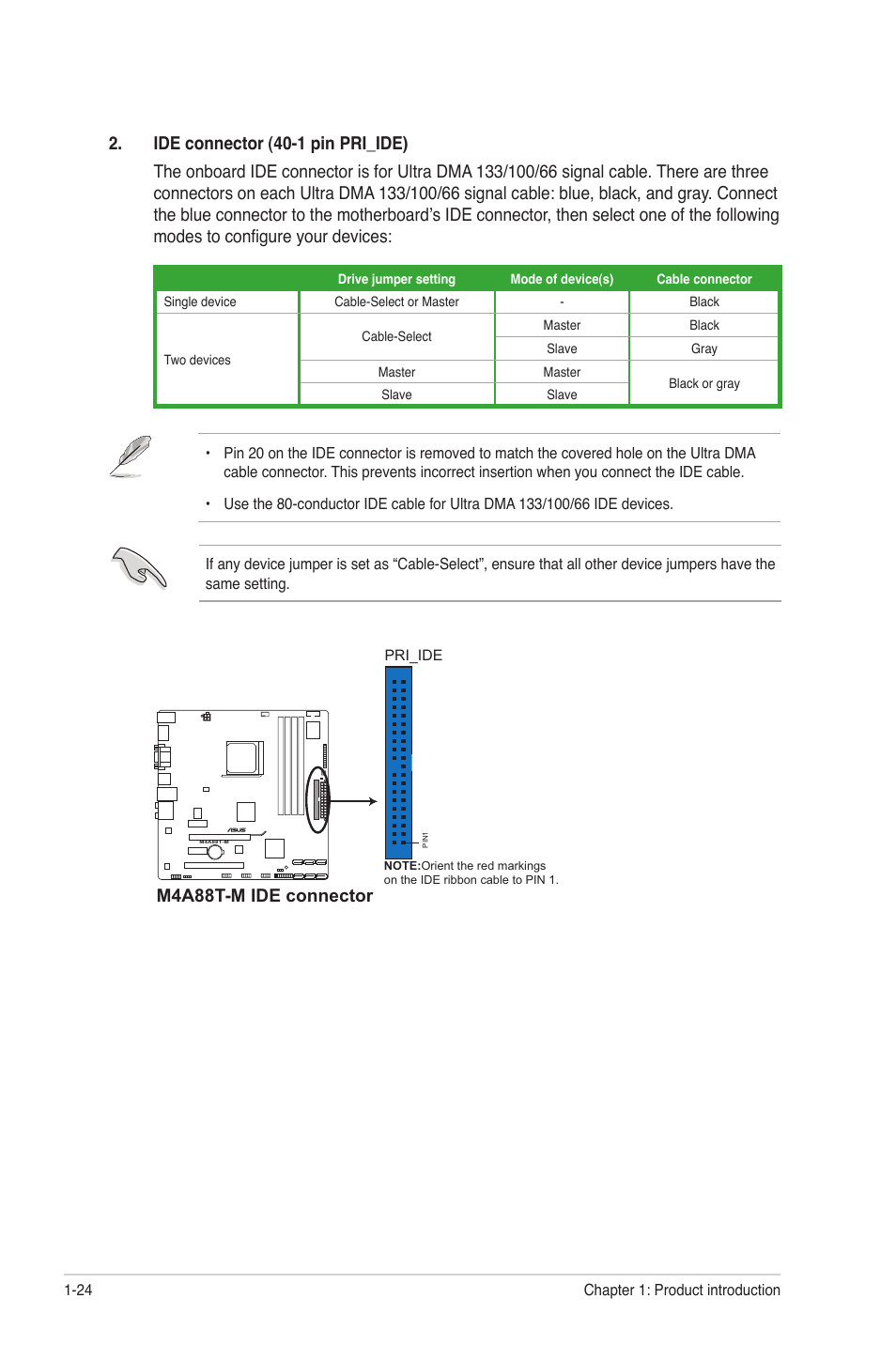 M4a88t-m ide connector | Asus M4A88T-M/USB3 User Manual | Page 35 / 68