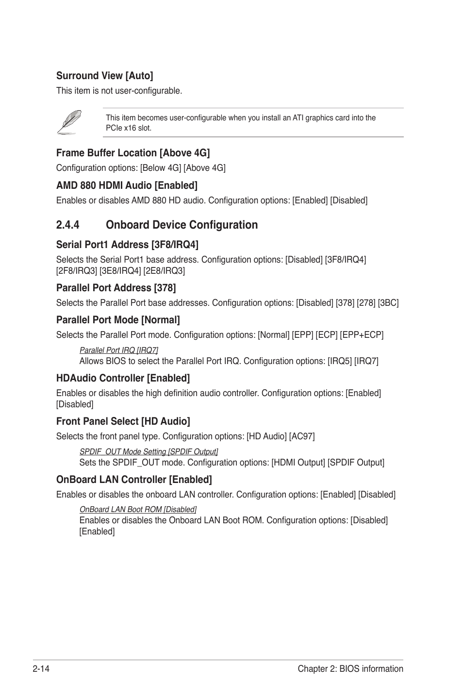 4 onboard device configuration | Asus M4A88T-M/USB3 User Manual | Page 57 / 68