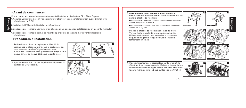 Avant de commencer, Procedures d'installation, Français | Asus Silent Square User Manual | Page 4 / 17