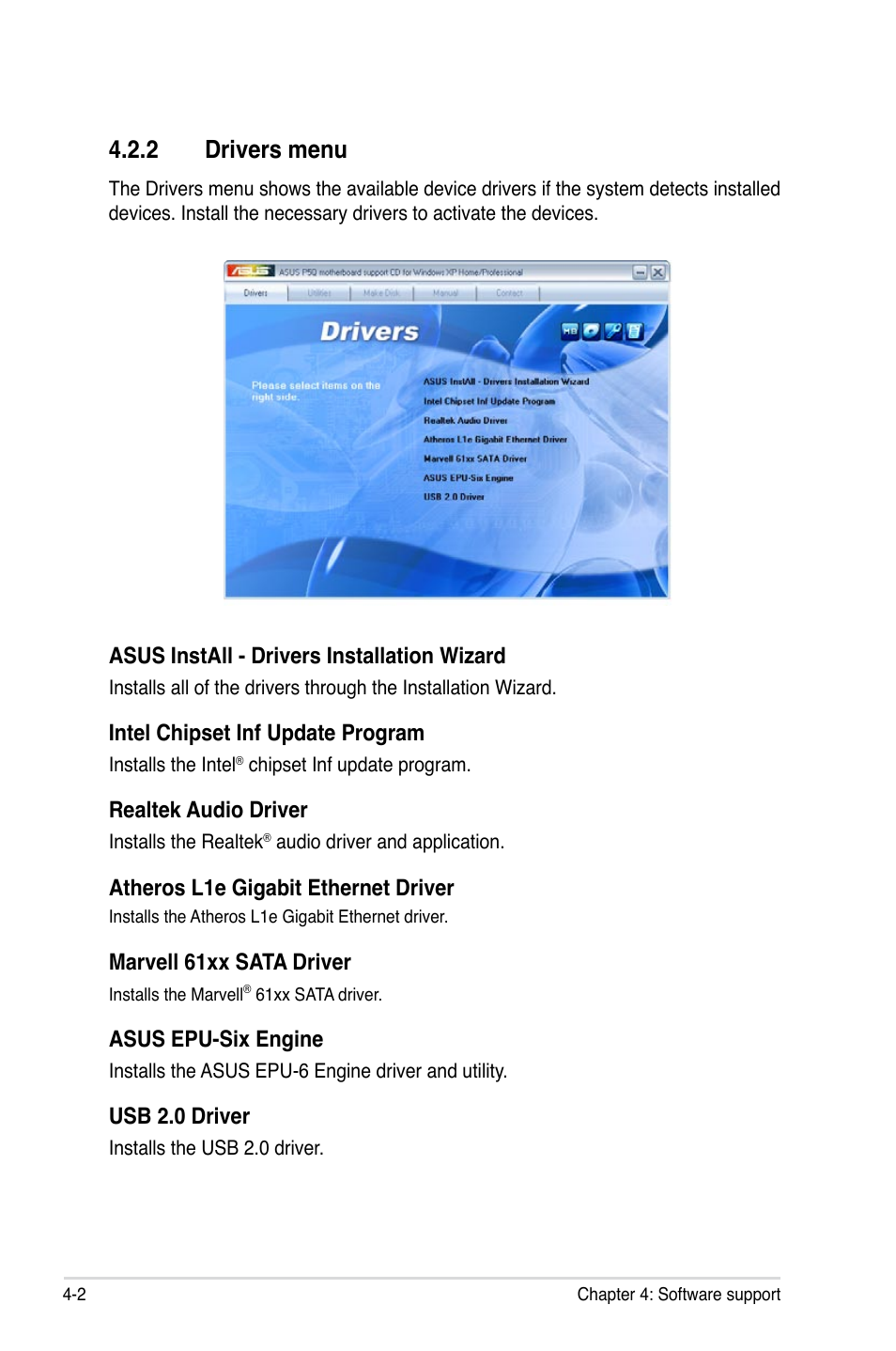 2 drivers menu, Drivers menu -2 | Asus P5Q User Manual | Page 114 / 184