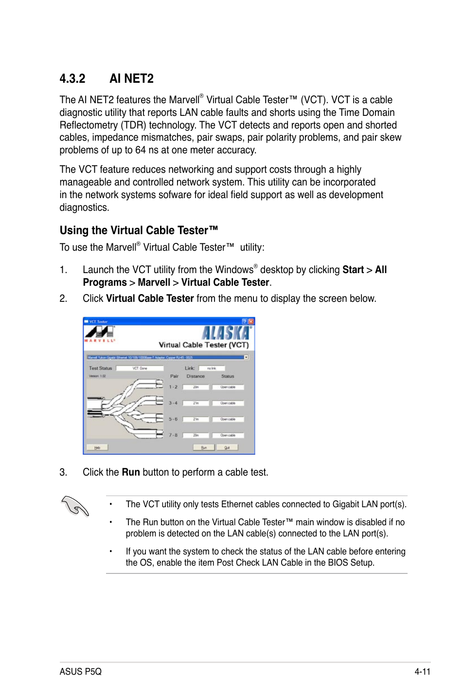 2 ai net2, Ai net2 -11, Using the virtual cable tester | Asus P5Q User Manual | Page 123 / 184