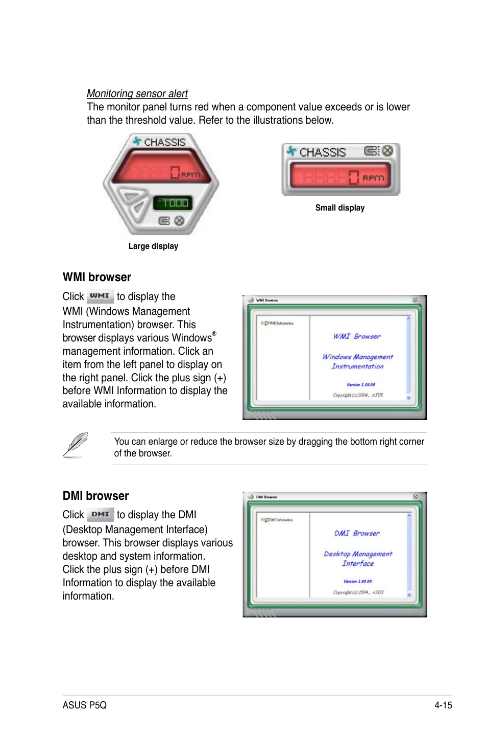 Wmi browser, Dmi browser | Asus P5Q User Manual | Page 127 / 184