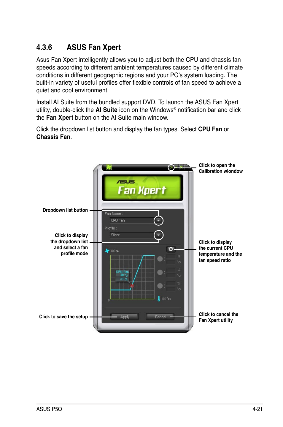 6 asus fan xpert, Asus fan xpert -21 | Asus P5Q User Manual | Page 133 / 184