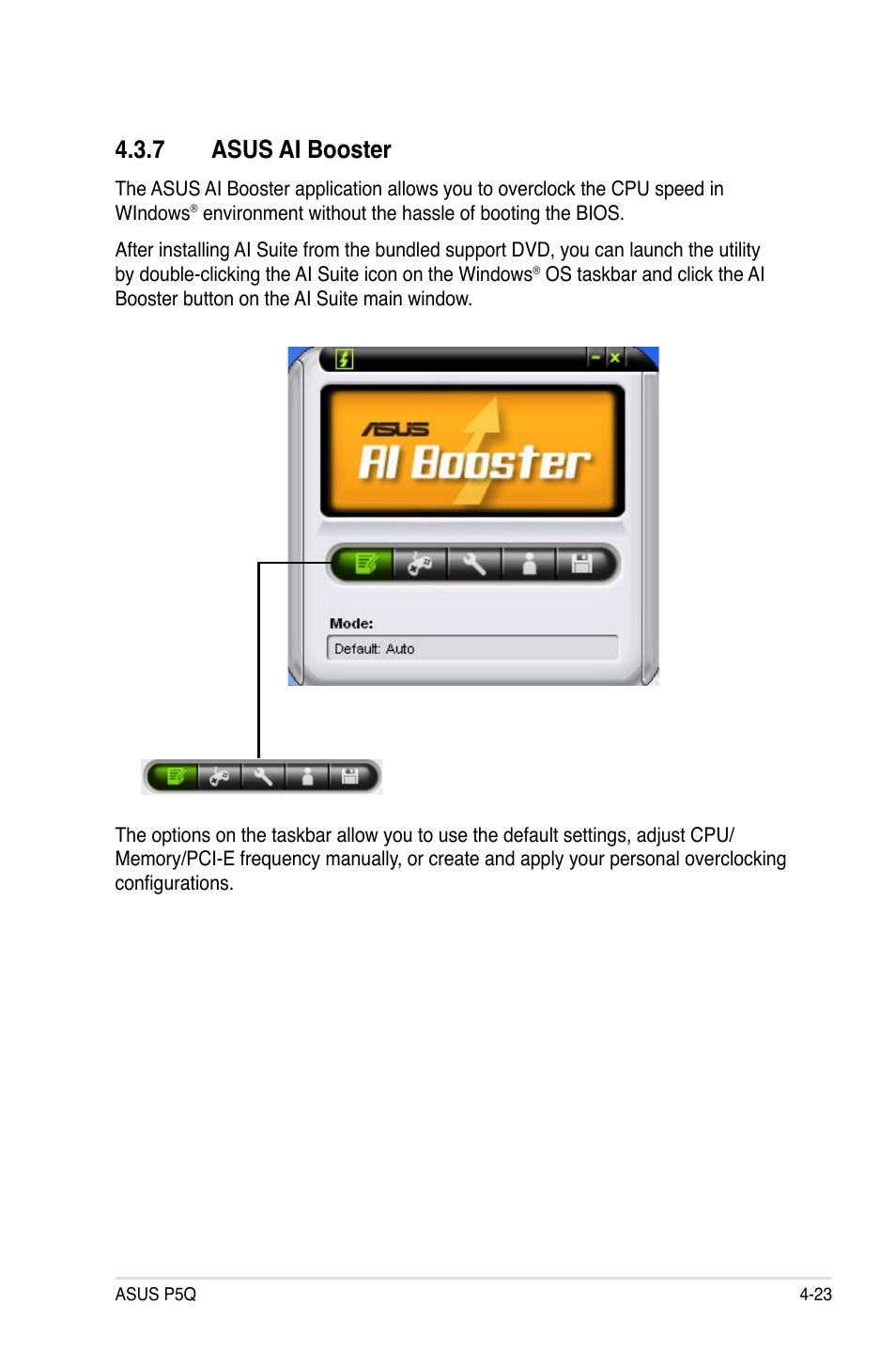 7 asus ai booster, Asus ai booster -23 | Asus P5Q User Manual | Page 135 / 184