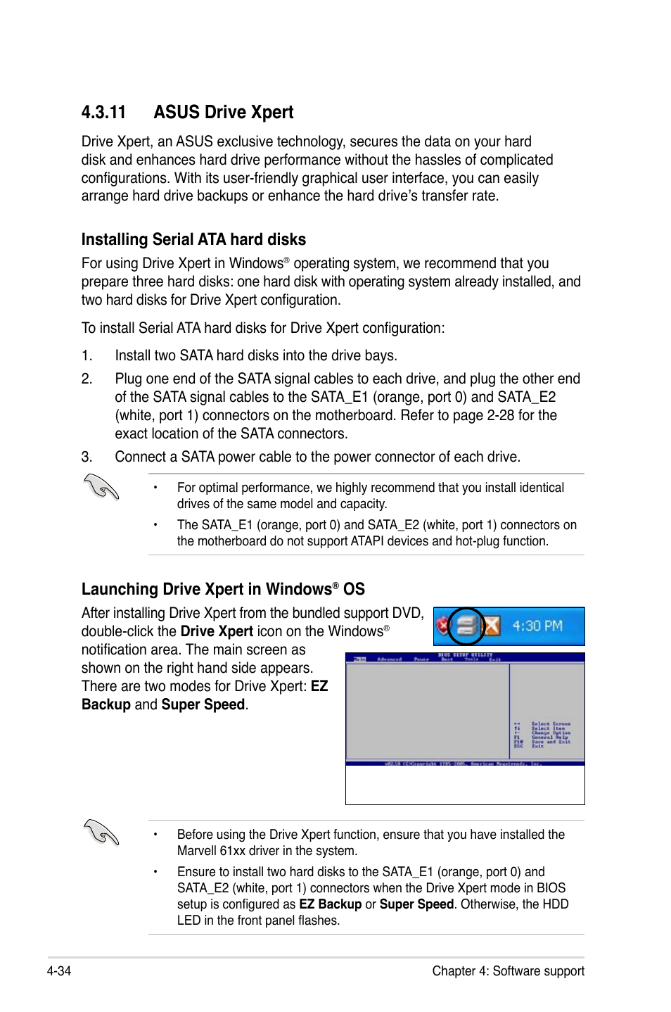 11 asus drive xpert, 11 asus drive xpert -34, Installing serial ata hard disks | Launching drive xpert in windows | Asus P5Q User Manual | Page 146 / 184